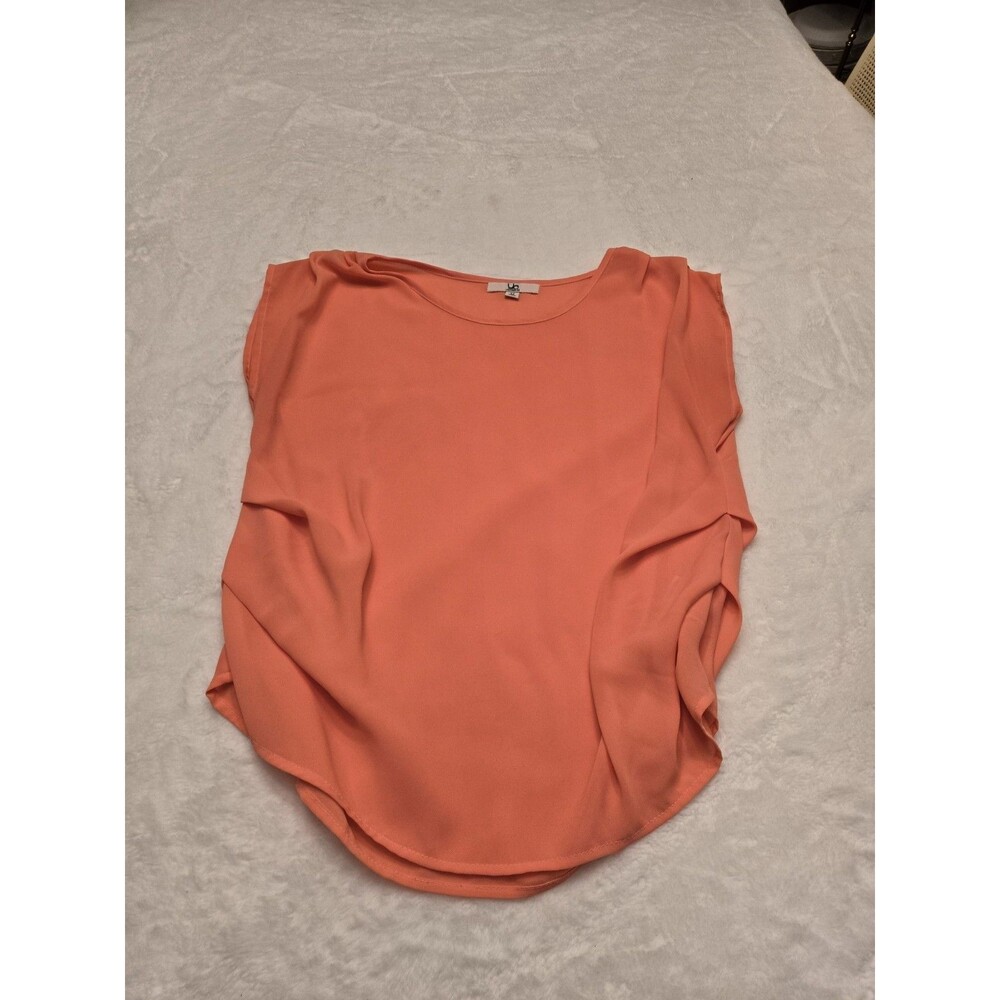 Ya Los Angeles Women's Size M Peach Coral Short Sleeve Flowy Blouse Top Shirt